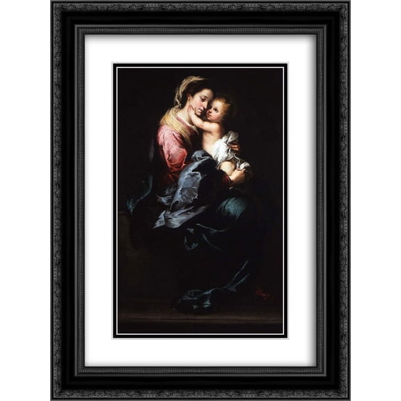Bartolome Esteban Murillo 2x Matted 20x24 Black Ornate Framed Art Print 'Virgin and Child'