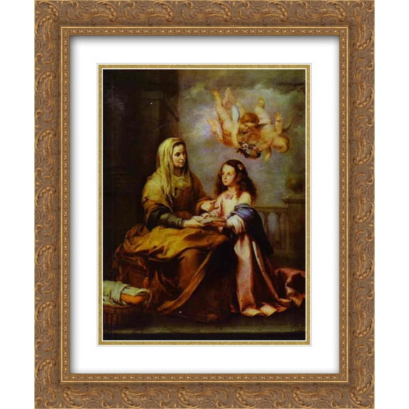 Bartolome Esteban Murillo 2x Matted 20x24 Gold Ornate Framed Art Print 'Childhood of Virgin'