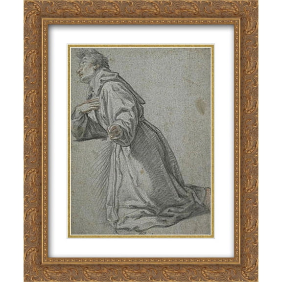 Bartolome Esteban Murillo 2x Matted 20x24 Gold Ornate Framed Art Print 'Praying Monk'