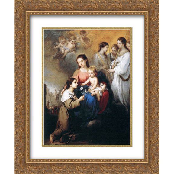 Bartolome Esteban Murillo 2x Matted 20x24 Gold Ornate Framed Art Print 'The Virgin and Child with St. Rosalina'
