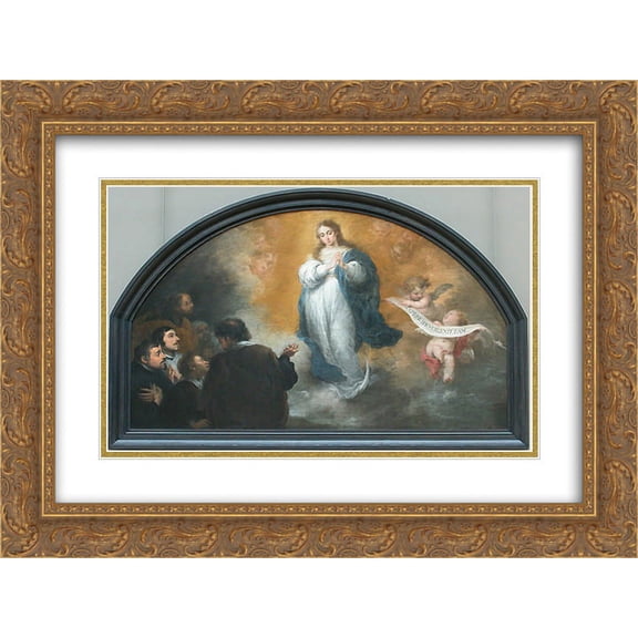 Bartolome Esteban Murillo 2x Matted 24x18 Gold Ornate Framed Art Print 'The Apparition of the Immaculate Virgin to six characters'