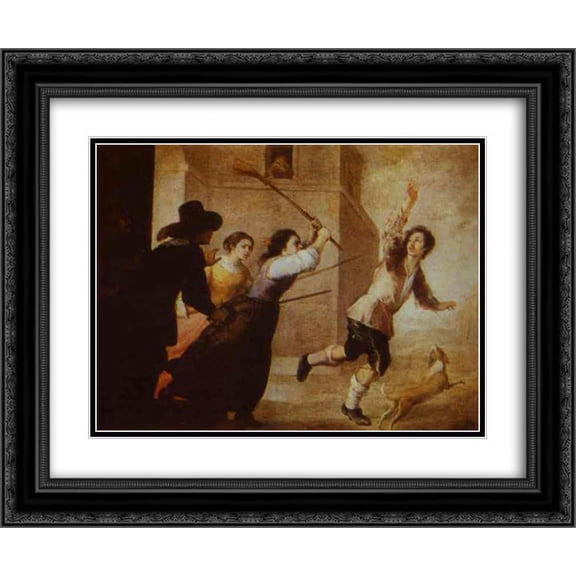 Bartolome Esteban Murillo 2x Matted 24x20 Black Ornate Framed Art Print 'The Prodigal Son Driven Out'