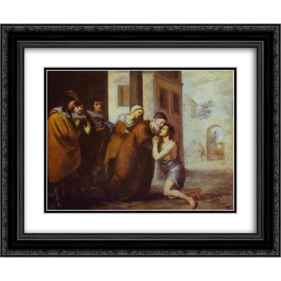Bartolome Esteban Murillo 2x Matted 24x20 Black Ornate Framed Art Print 'The Return of the Prodigal Son'