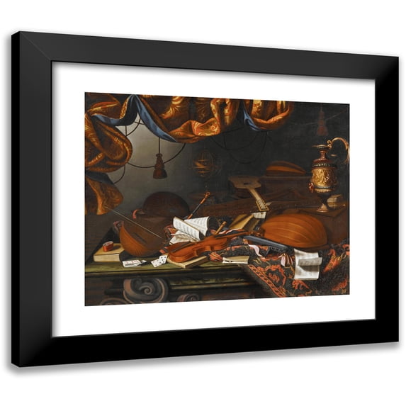 Bartolomeo Bettera 24x20 Black Modern Framed Museum Art Print Titled - Musical Instruments