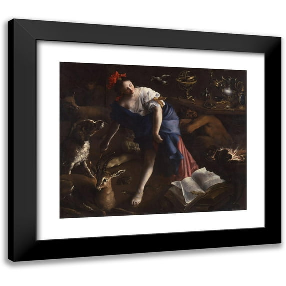 Bartolomeo Guidobono 23x20 Black Modern Framed Museum Art Print Titled - The Sorceress (C.1690)