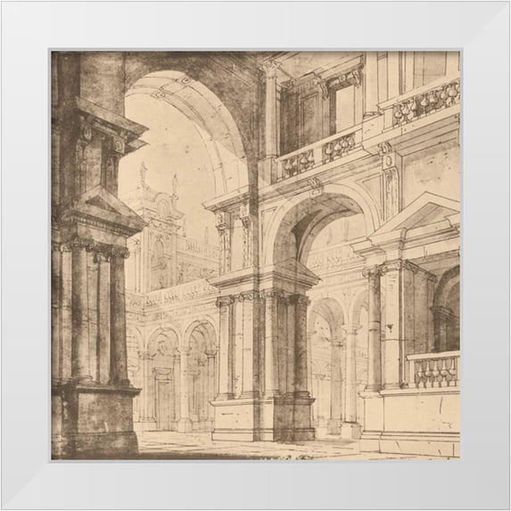 Bartolomeo, Maurizio 26x26 White Modern Wood Framed Museum Art Print Titled - Portico Antico I
