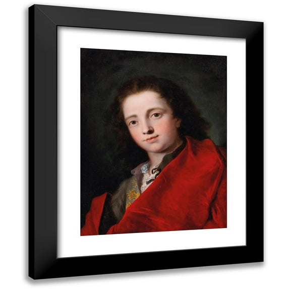 Bartolomeo Nazari 15x18 Black Modern Framed Museum Art Print Titled - Portrait of a Gentleman, Bust-Length, in a Grey Doublet and Red Cloak