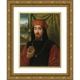 thumbnail image 1 of Bartolomeo Veneto 12x14 Gold Ornate Wood Frame and Double Matted Museum Art Print Titled - Portrait of a Man Holding a Medal, 1 of 4