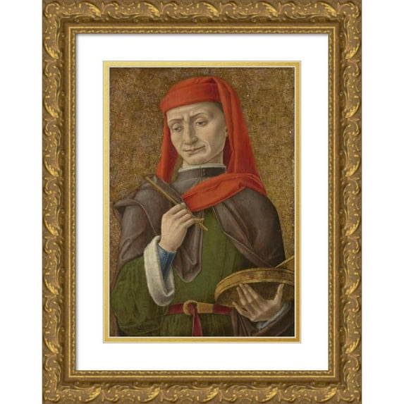 Bartolomeo Vivarini 14x18 Gold Ornate Wood Frame and Double Matted Museum Art Print Titled - Saint Damian (Or Cosmas) (1465 - 1480)