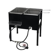 Barton 148,000 BTU Propane Outdoor Deep Fryer, Dual 4.4-Gallon Tanks with Triple Fry Baskets, Stand, Thermometer, CSA Regulator & Hose