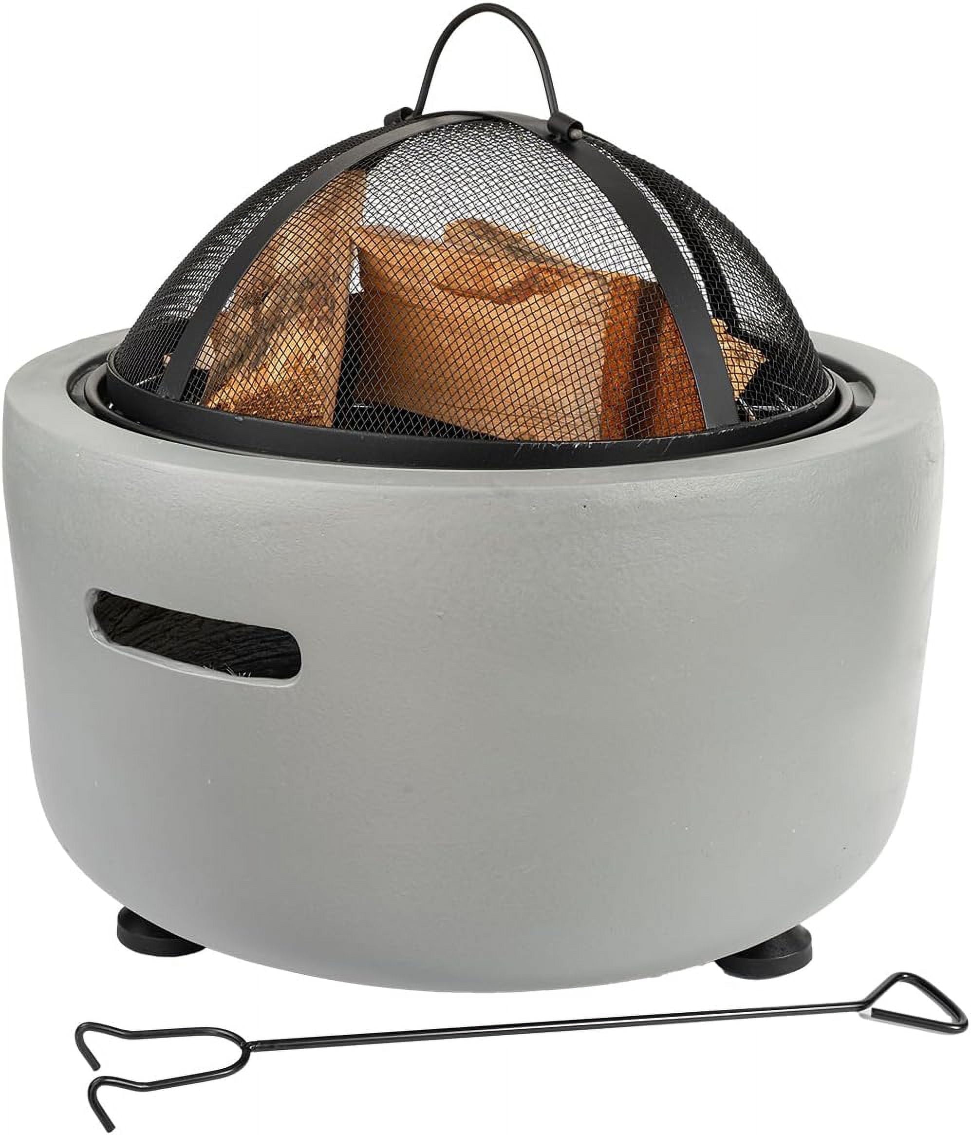 Barton Outdoor Portable 18" Fire Pit with Spark Screen, Fire Poker