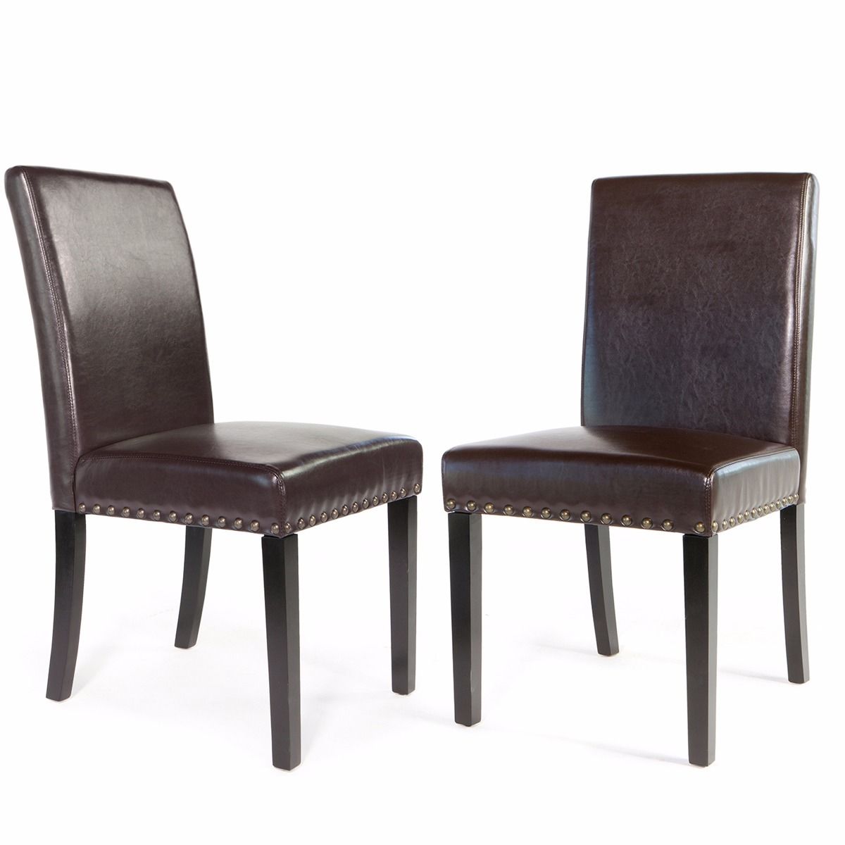 Barton 2Pieces Faux Leather Dining Chair Nailhead Trim Padded Seating