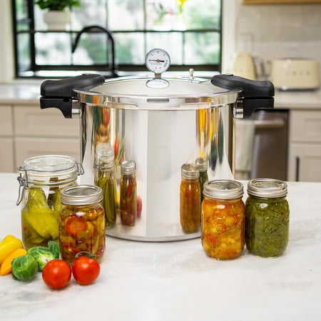 Barton 22-Quart Aluminum Pressure Canner with Pressure Gauge, Heavy-Duty Stovetop Canning Pot with Rack, 13 PSI Valve for Home Food Preservation