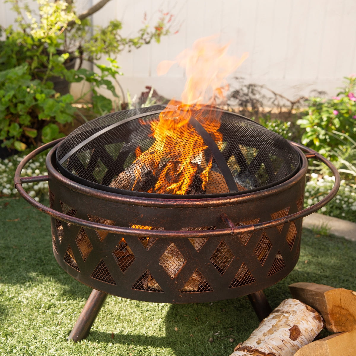 Barton 29 Wood Burning Fire Pit for Camping Picnic Bonfire Patio Outside  Backyard Garden, Round Firepit - Walmart.com