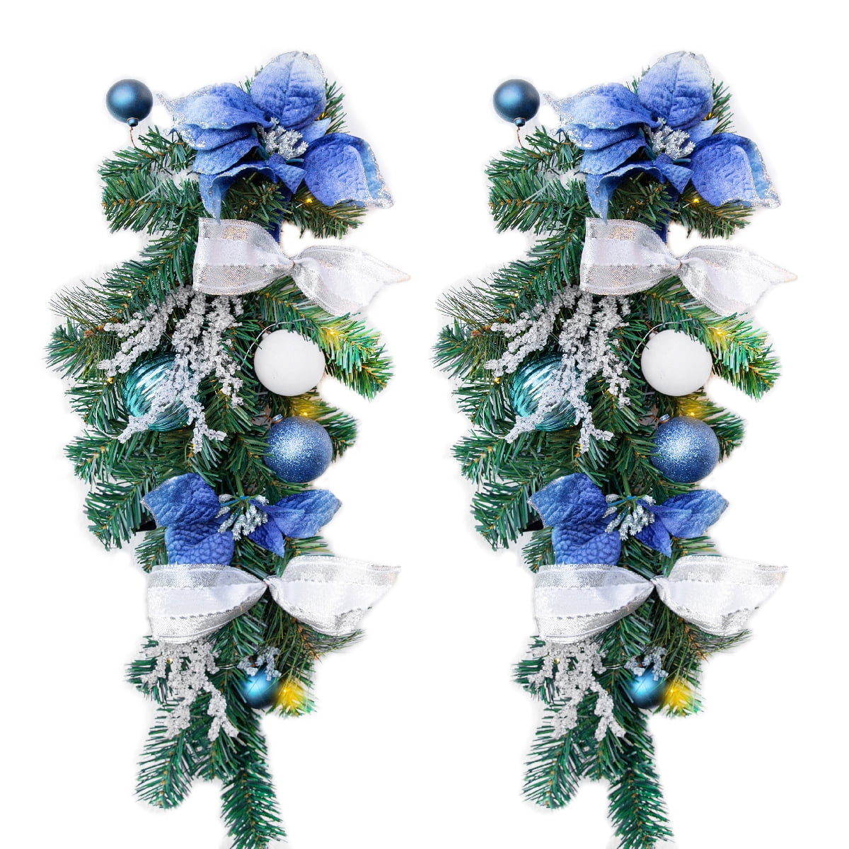 Barton 2Pcs 28" Prelit Christmas Home Decoration 8.20"Height Teardrop