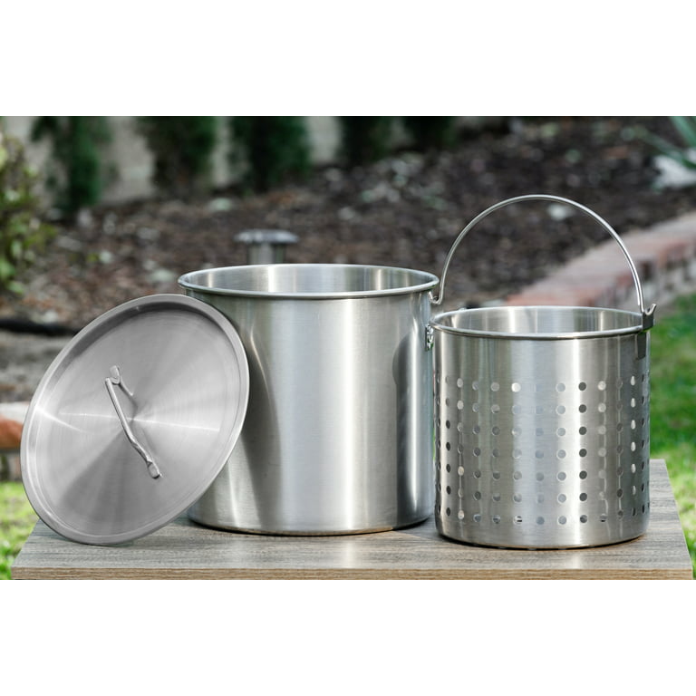 Barton 32 qt. Stainless Steel Stock Pot with Strainer Basket and Lid
