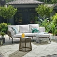 thumbnail image 1 of Barton 3-Piece Patio Sectional Set - Outdoor Rattan Sofa with Side Table - 3 Pieces, Cream, 1 of 6