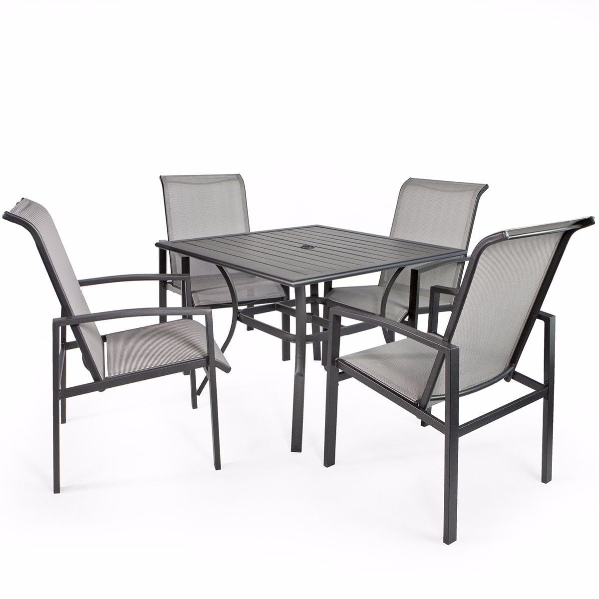 Vienna Gray 5-Piece Outdoor Patio Dining Set with Mesh Chairs
