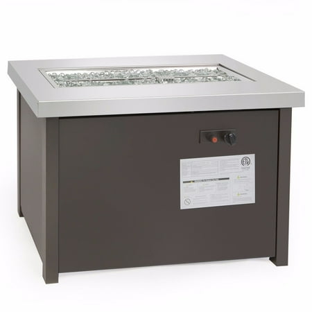 Barton Propane Fire Pit Table, 50000 BTU Gas Fire Pits Table with Lid & Glass Rock & Waterproof Cover, Outdoor Propane Firepit For Dining or Parties, Outside, Patio, Garden, Yard