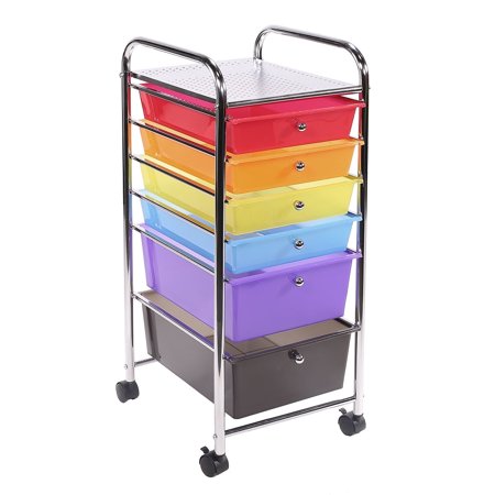 Barton Simple Houseware Utility Cart With 6 Drawers Rolling Storage Art Craft Organizer on Wheels