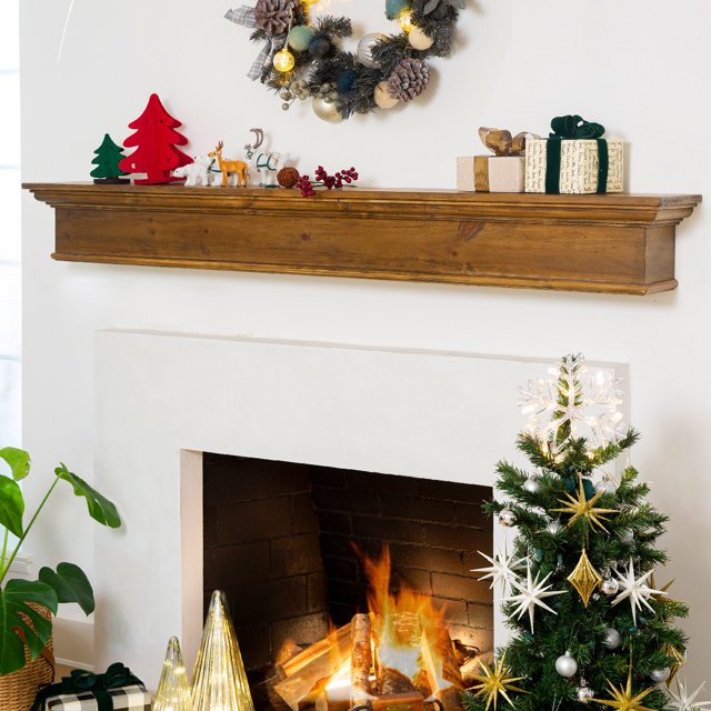 Barton 72" Rectangle Fireplace Mantel Floating Wall Shelf Beam