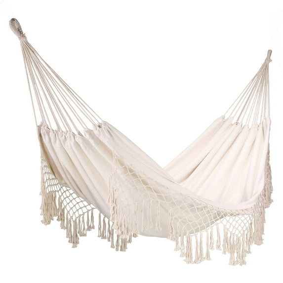 Barton Cotton Hammock Ideal for Travel Camping Gardens Backyards Porches Indoors and Outdoors Beige