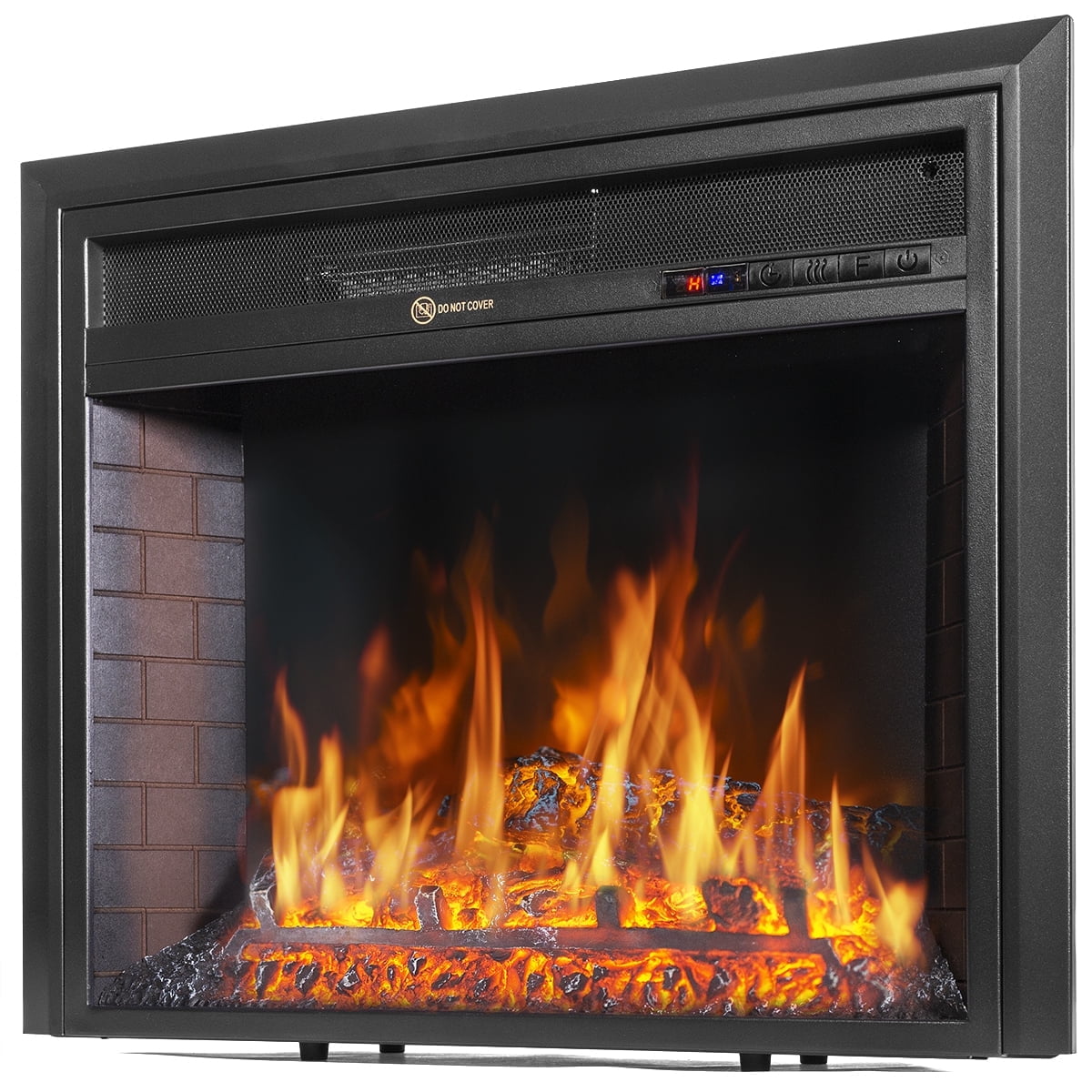 Barton Living 26" Electric Fireplace Insert 3D Flame Stove Adjustable Flame Timer Black