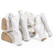 Barton Ceramic Gas Logs, 6-Piece Birch Set of Decoration Ceramic Wood Logs for All Types of Ventless, Gel, Ethanol, Electric, Gas Inserts, Propane, Indoor or Outdoor Fireplaces & Fire Pits