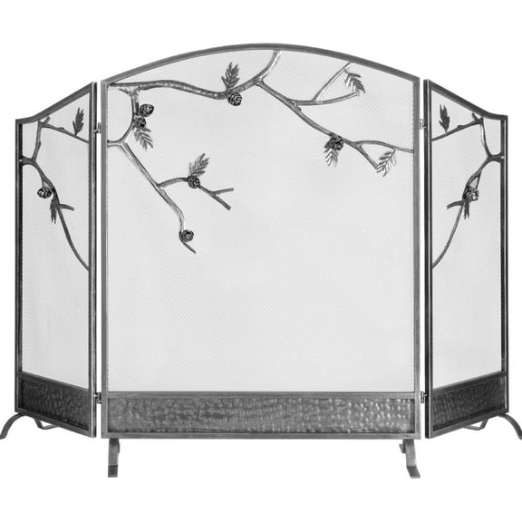 Barton Premium Fireplace Screen, 3-Panel 53" x 36" Decorative Tree Branch Freestanding Fireplace Cover, Decorative Spark Guard Gate