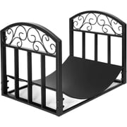 Barton Firewood Rack Log Holder, 18" x 14" x 14.5" Powder-Coated Metal Fireplace Wood Storage Rack for Indoor/Outdoor Use, Black
