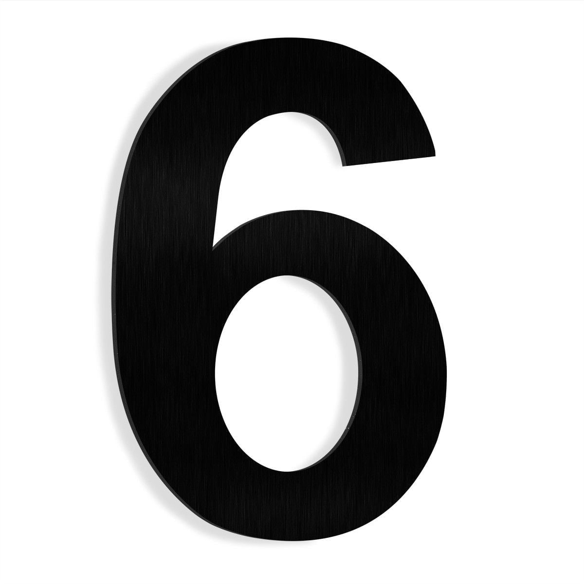 6" Black Stainless Steel Floating House Number