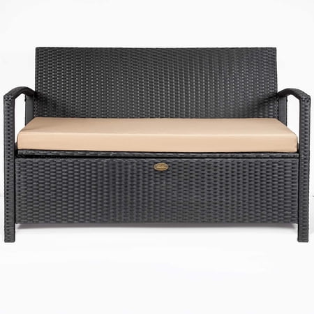 Barton Multi Functional Deck Box Storage Bench Outdoor All Weather Patio Canopy Backyard Bench Black