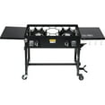 thumbnail image 1 of Barton 2 Burner Propane Camping Stove, 120,000 BTU Outdoor Gas Cooker with Folding Side Tables & Wheels, 1 of 7
