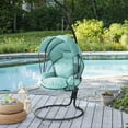 thumbnail image 1 of Barton Egg Swing Chair With Stand, Hanging Egg Chair Outdoor, Rattan Wicker Patio Hanging Basket Hammock Chair With Canopy & UV Resistant Cushion For Indoor Bedroom Balcony, Aqua, 1 of 6