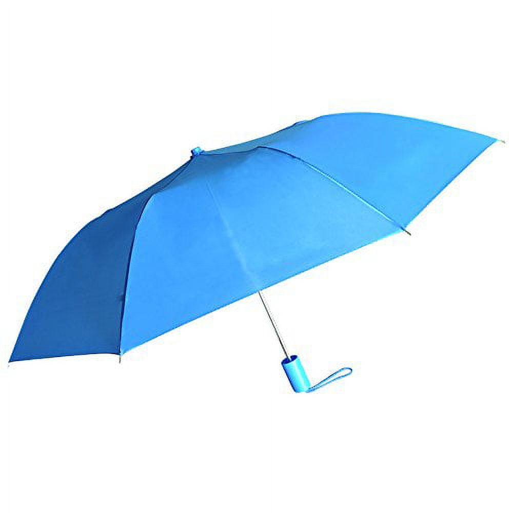 Barton Outdoors™ Compact Umbrella - Blue - Great for Travel - Lightweight - 21" Across - 15.75" Long - Push Button Auto Open - Polyester - Flat Top - 12 Pack…