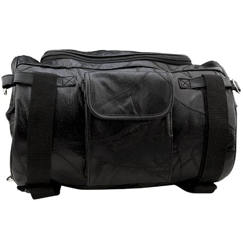 Barton Outdoors Motorcycle Bag Barrel Style All Genuine Black Leather Fits Any US Bike Extra Storage Pockets Featuring Rugged Construction 14 3 4 9 3 4 9 3 4 Walmart