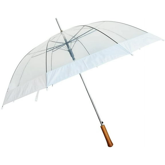 Barton Outdoors Rain Umbrella - Clear and White Rip-Resistant - Auto Open with Resin Handle