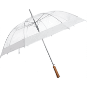 Barton Outdoors Rain Umbrella - Clear and White Rip-Resistant - Auto Open with Resin Handle