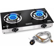 Barton Portable Double Burner Propane Stove with Auto Ignition, Outdoor Cooking