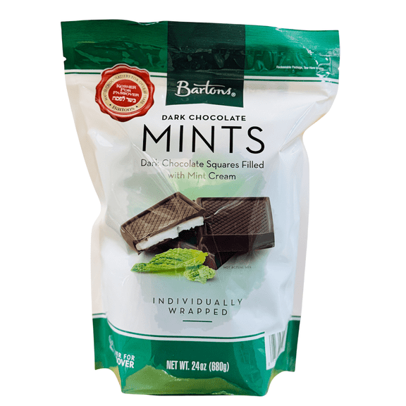 Barton's 24oz Dark Chocolate Mint Cream Squares Kosher for Passover Candy, Individually Wrapped