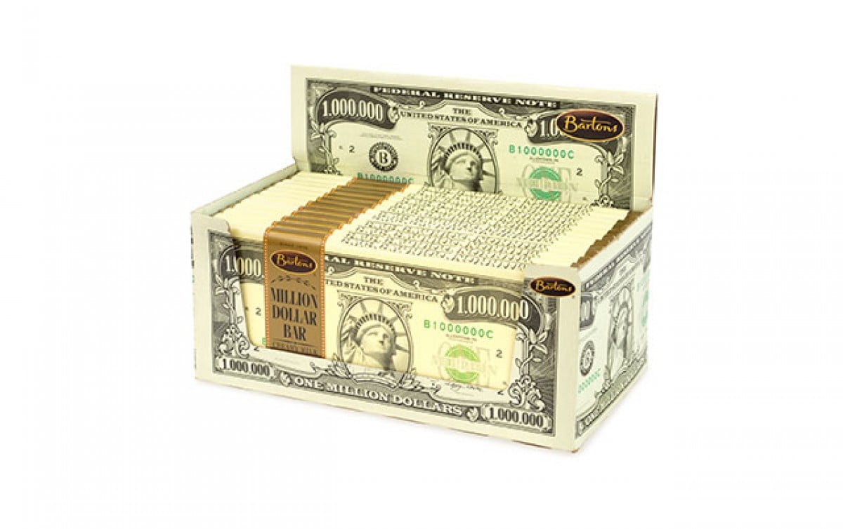 Bartons Million Dollar Milk Chocolate Candy Bars: 12-Piece Box