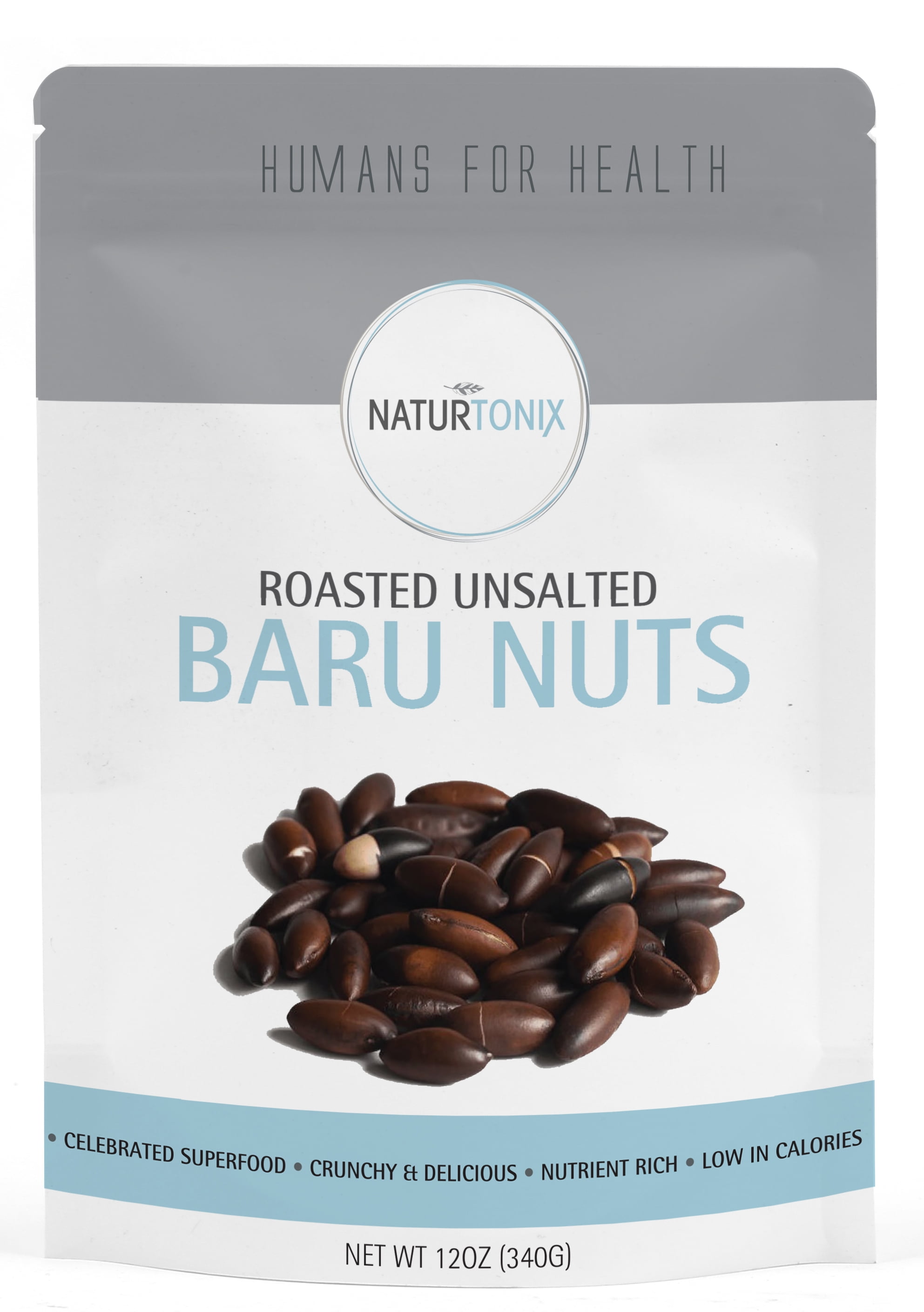 Baru Nuts Roasted and Unsalted, 12 Ounce Resealable Bag, Delicious, Crunchy and Super Healthy, Non-GMO and Gluten Free