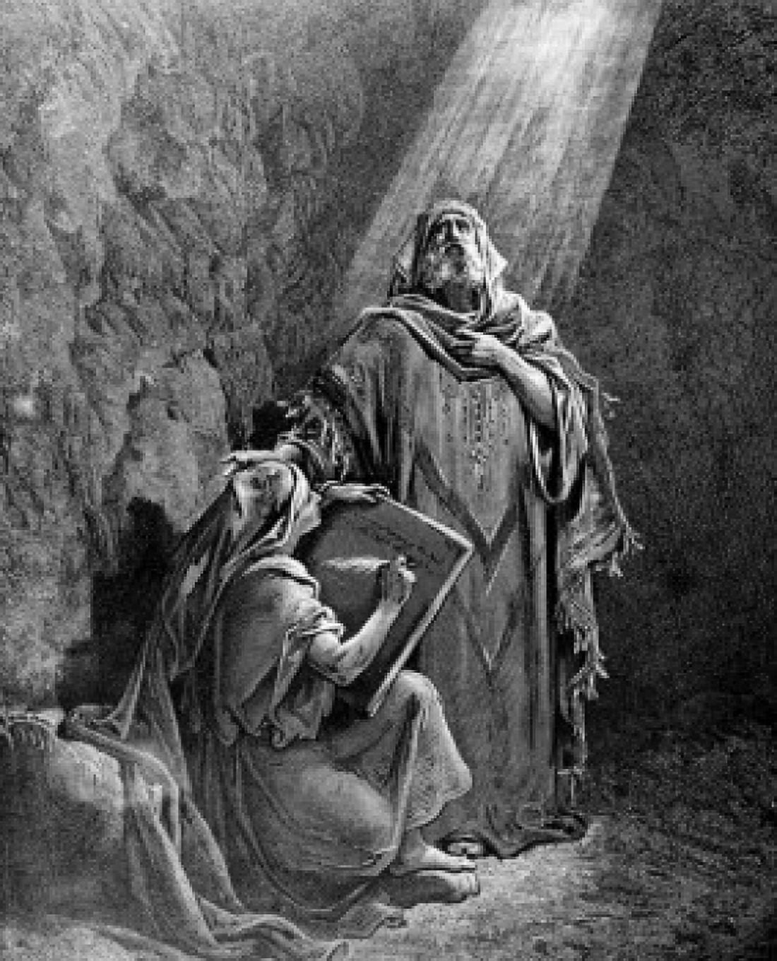 Baruch Taking Down the Words of Jeremiah by Gustave Dore engraving 1832-1883 Canvas Art - Gustave Dore (18 x 24)