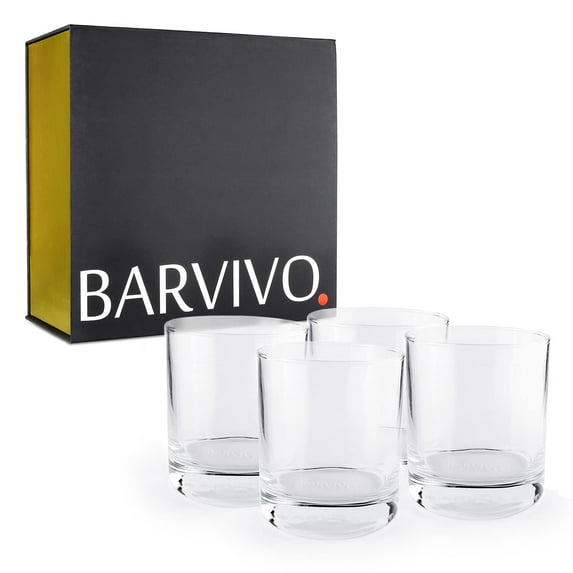 Barvivo Classic Whiskey Glass Set - 4 Pcs Premium Old Fashioned Gifts