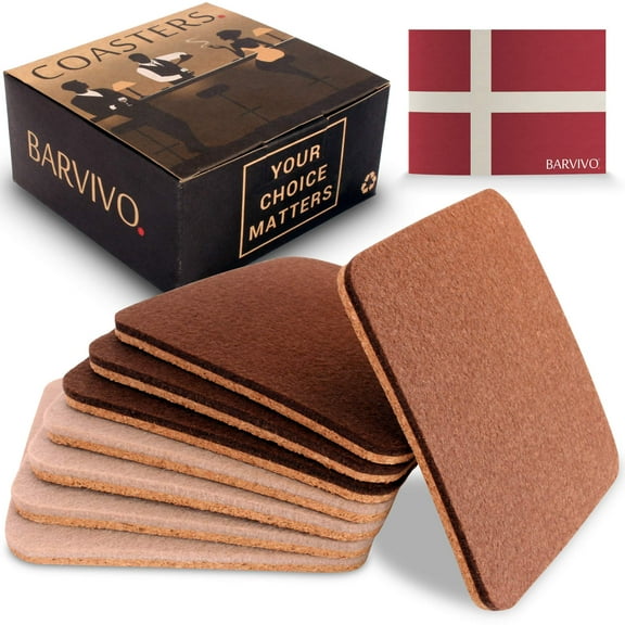 Barvivo Modern Design Coasters - 8 Pcs Square Drink Coasters