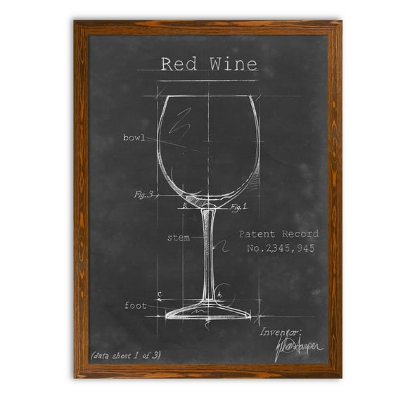 Barware Blueprint III - Barnwood Framed Canvas - 17 x 20 - Maple