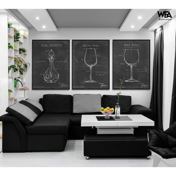 Barware Blueprint III, IV and VIII by Ethan Harper, Winery Poster Print, Wine Bar Decor, New Bar Remodel Idea, Chalkboard Wine Art