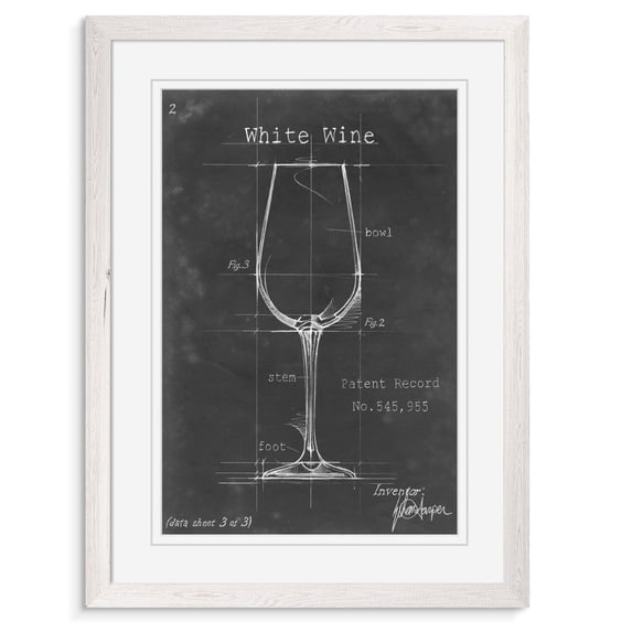 Barware Blueprint IV - Barnwood Framed Print - 17 x 20 - White
