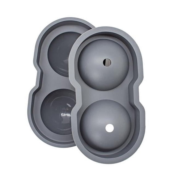 Silicone Ball Ice Tray, Gray, BarY3, Pack of 2, Use by Adults