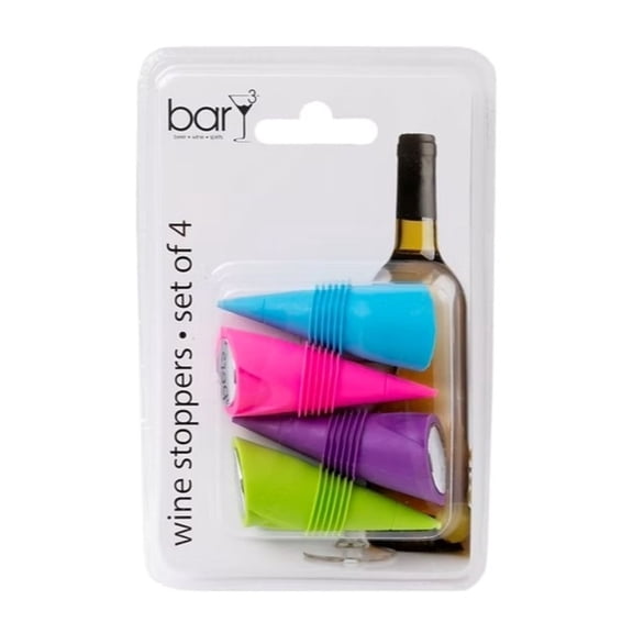 Plastic and Silicone Wine Stopper, Assorted, BarY3